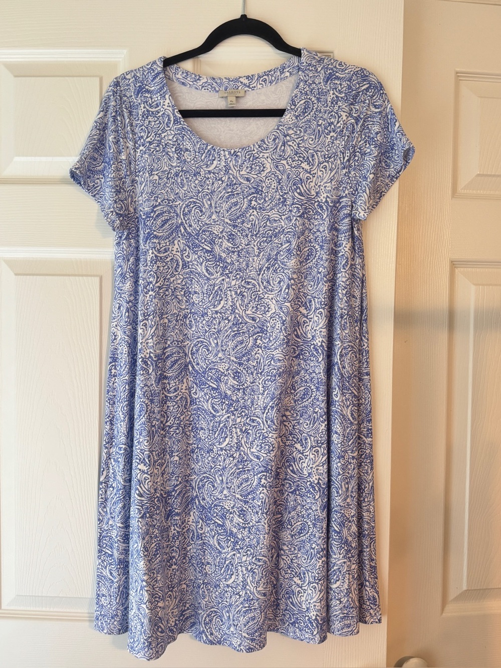 Blue Paisley Short-Sleeve Swing Dress